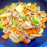 野菜炒め　豚肉入り。